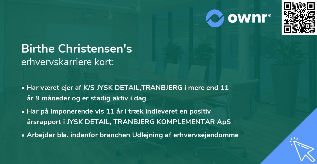 Birthe Christensen's erhvervskarriere kort