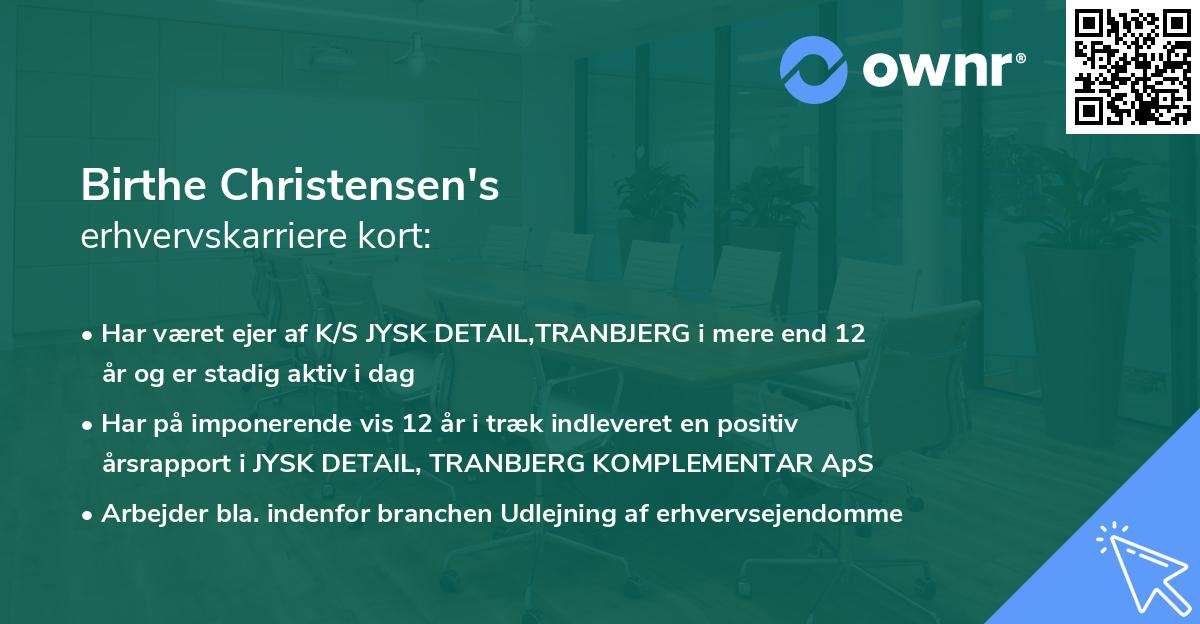 Birthe Christensen's erhvervskarriere kort