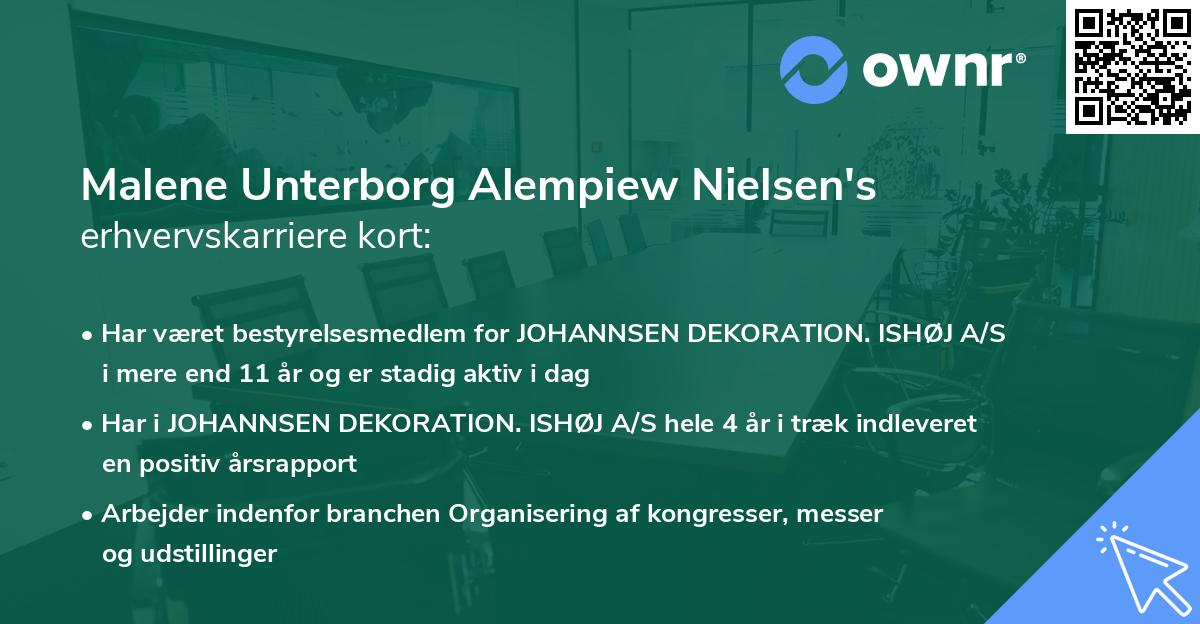 Malene Unterborg Alempiew Nielsen's erhvervskarriere kort