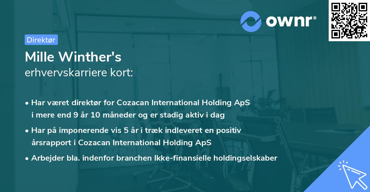 Mille Winther's erhvervskarriere kort
