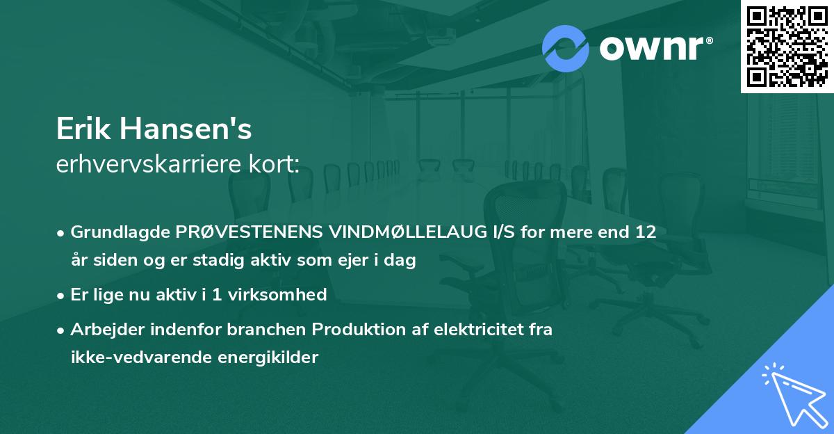 Erik Hansen's erhvervskarriere kort
