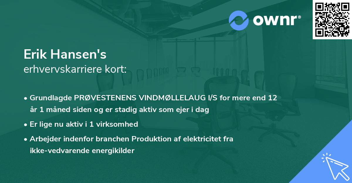 Erik Hansen's erhvervskarriere kort