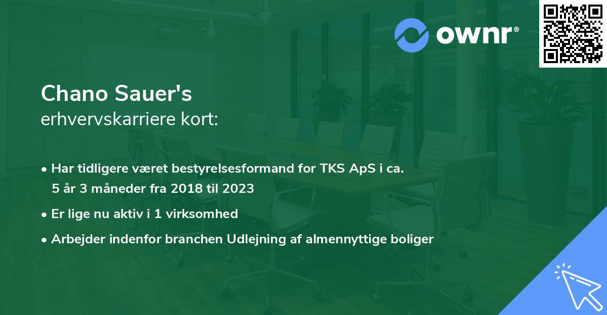 Chano Sauer's erhvervskarriere kort