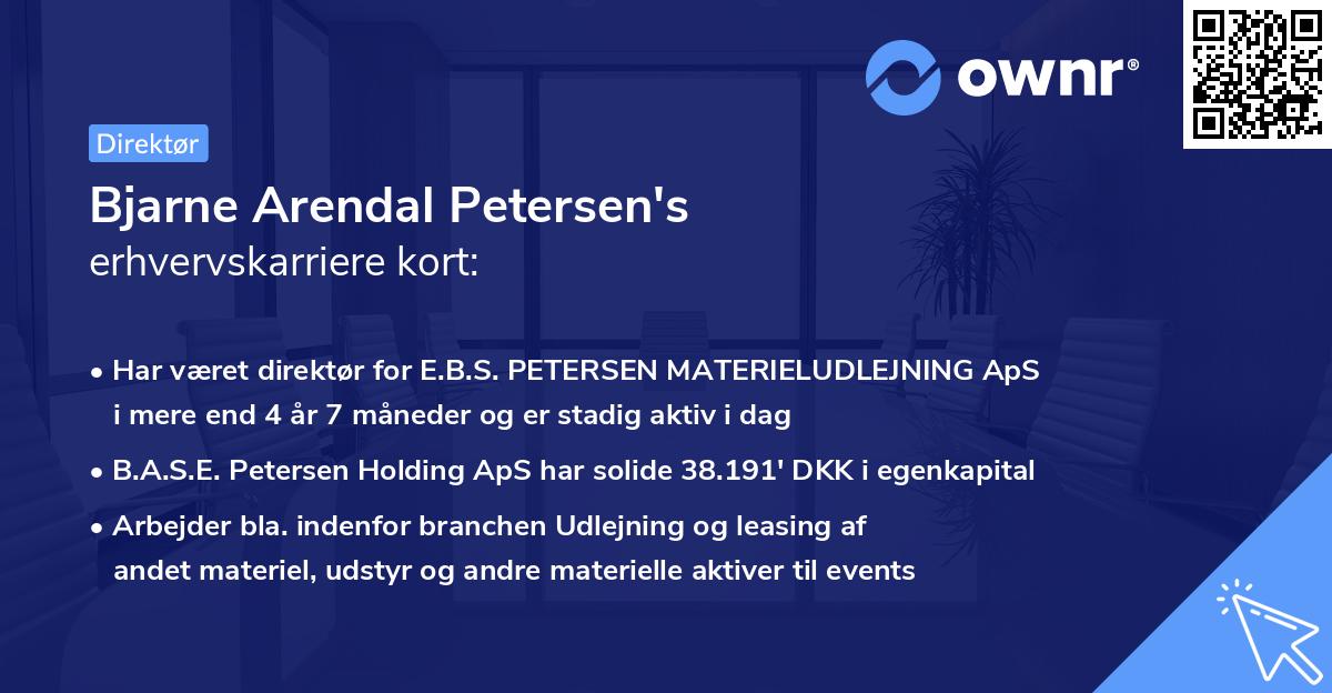 Bjarne Arendal Petersen's erhvervskarriere kort