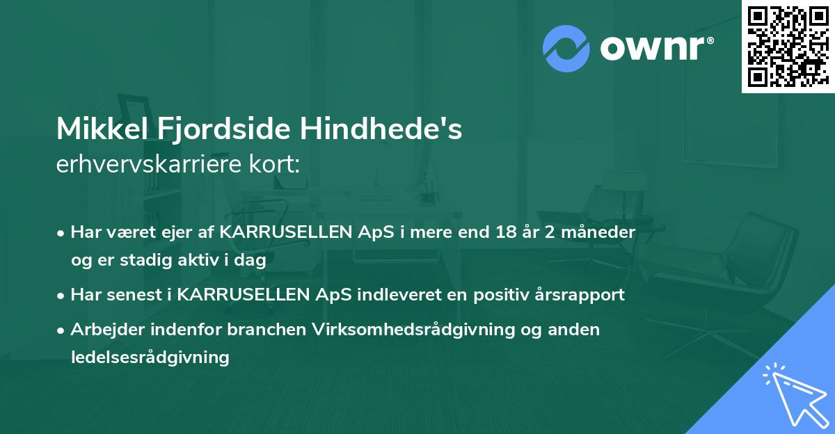 Mikkel Fjordside Hindhede's erhvervskarriere kort