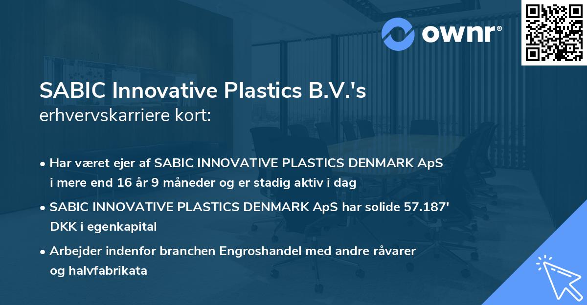 SABIC Innovative Plastics B.V.'s erhvervskarriere kort