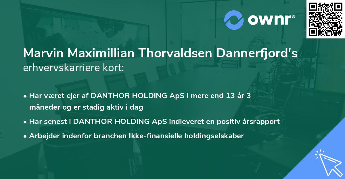 Marvin Maximillian Thorvaldsen Dannerfjord's erhvervskarriere kort
