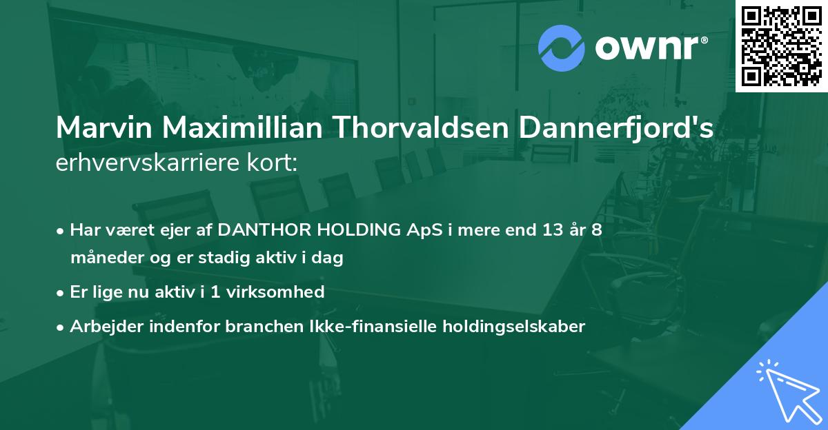 Marvin Maximillian Thorvaldsen Dannerfjord's erhvervskarriere kort