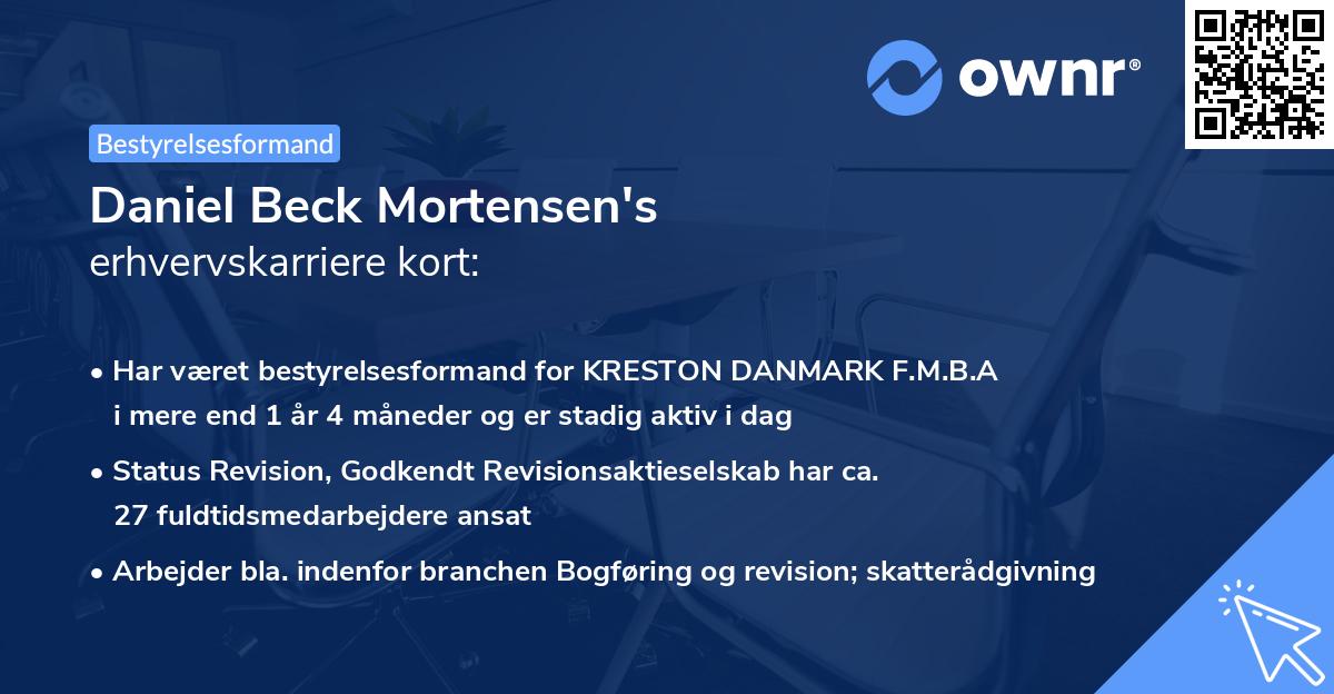 Daniel Beck Mortensen's erhvervskarriere kort