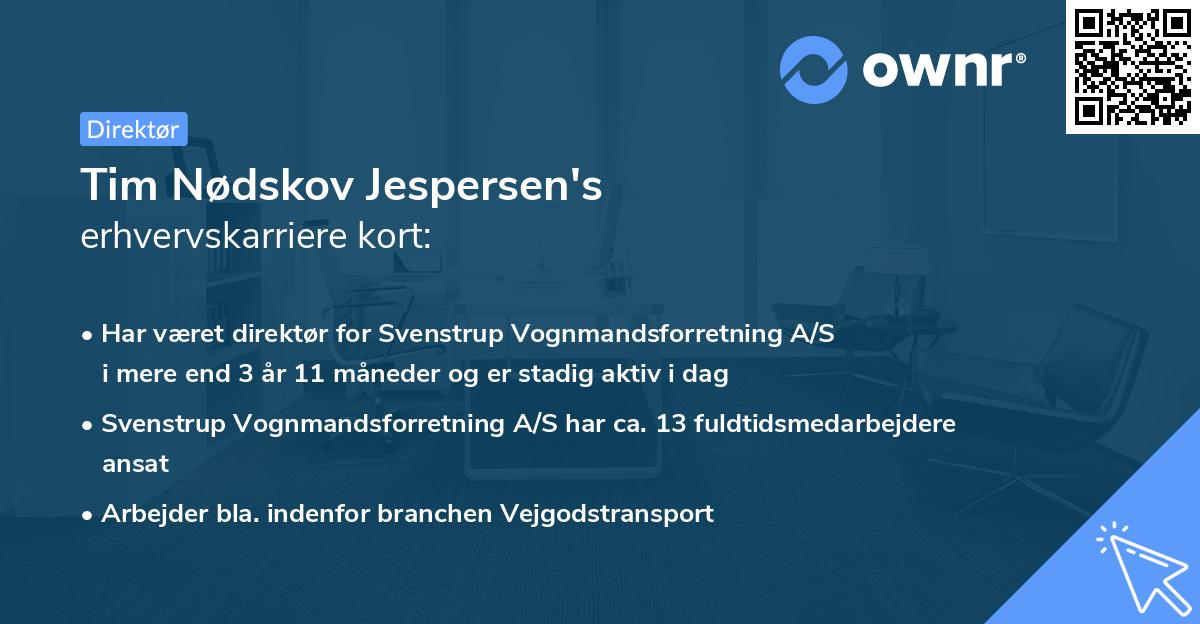 Tim Nødskov Jespersen's erhvervskarriere kort