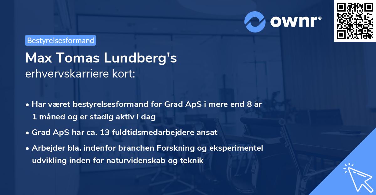 Max Tomas Lundberg's erhvervskarriere kort