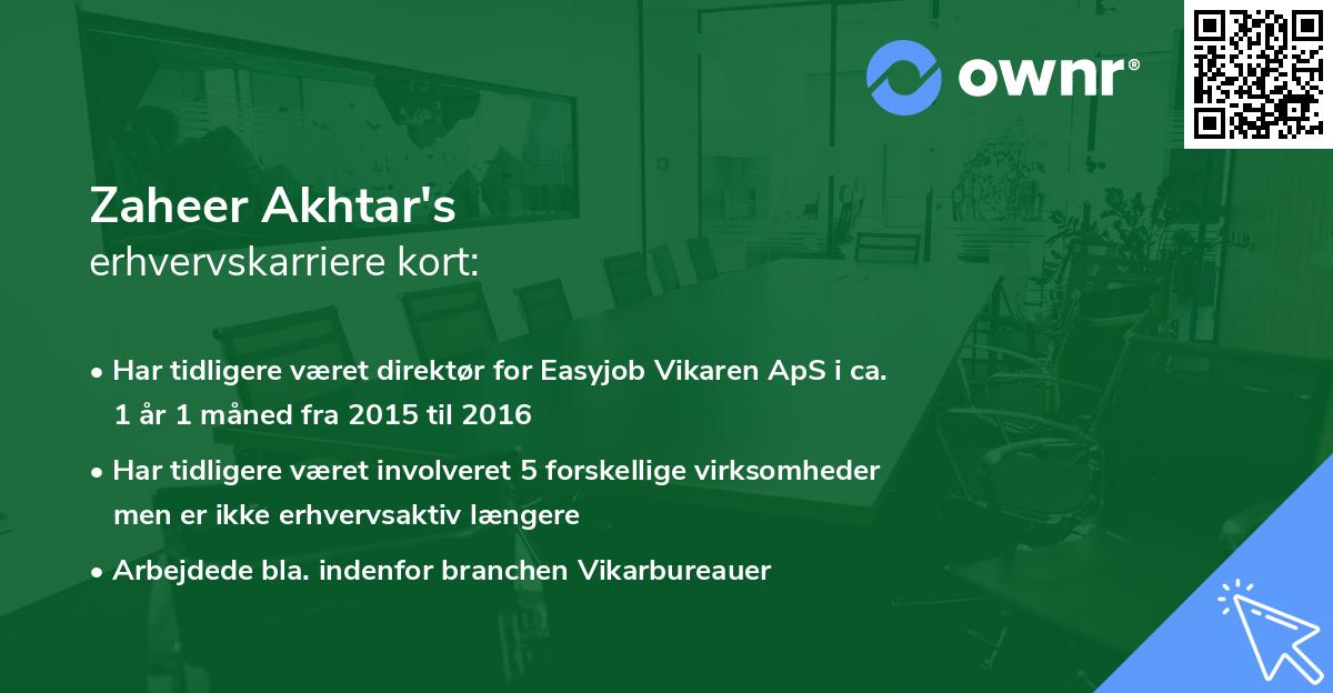 Zaheer Akhtar's erhvervskarriere kort
