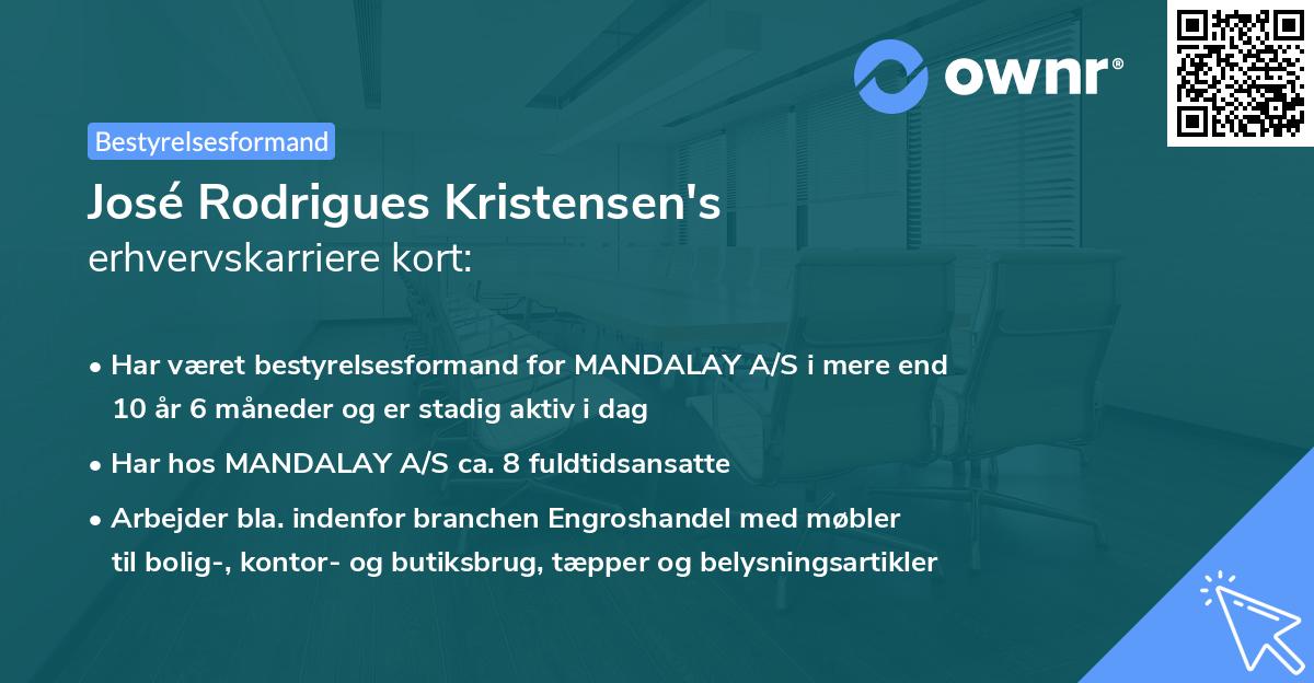 José Rodrigues Kristensen's erhvervskarriere kort