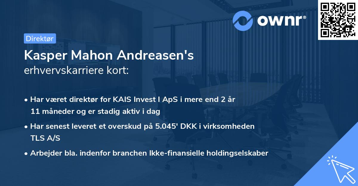 Kasper Mahon Andreasen's erhvervskarriere kort