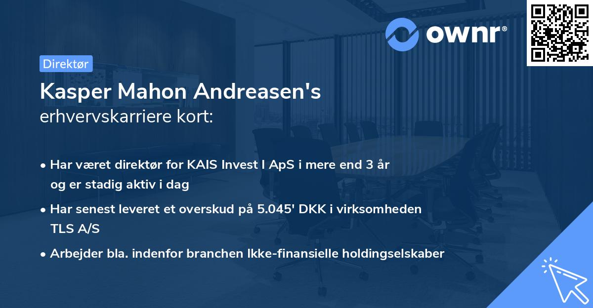 Kasper Mahon Andreasen's erhvervskarriere kort