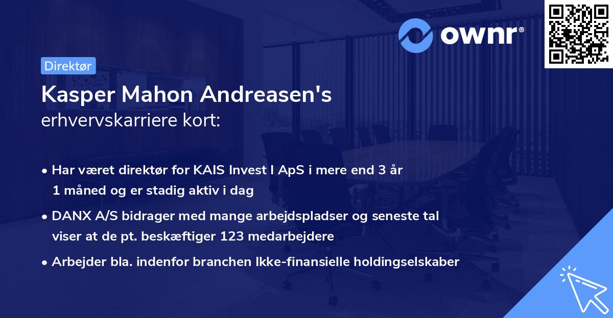 Kasper Mahon Andreasen's erhvervskarriere kort
