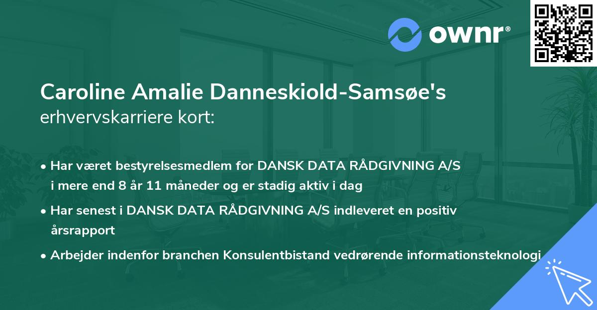 Caroline Amalie Danneskiold-Samsøe's erhvervskarriere kort