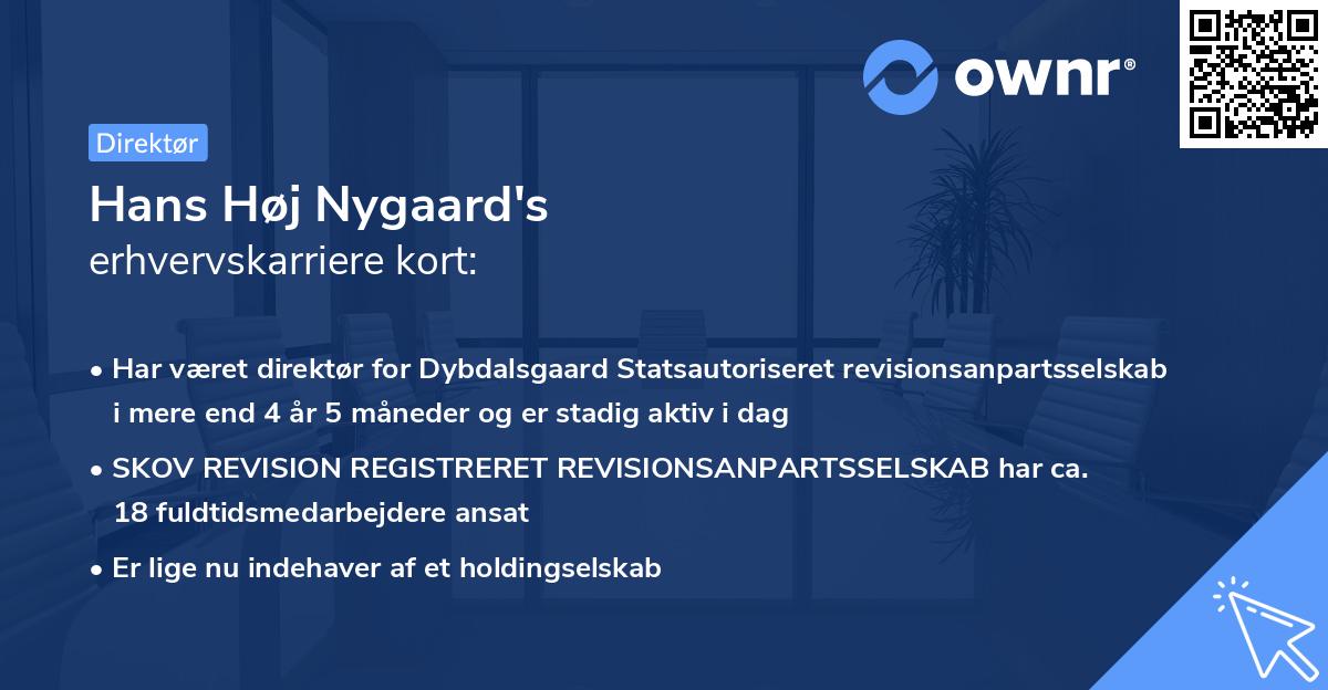 Hans Høj Nygaard's erhvervskarriere kort