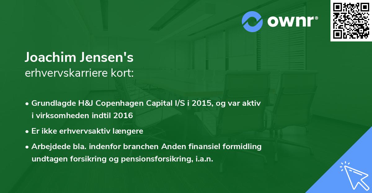 Joachim Jensen's erhvervskarriere kort