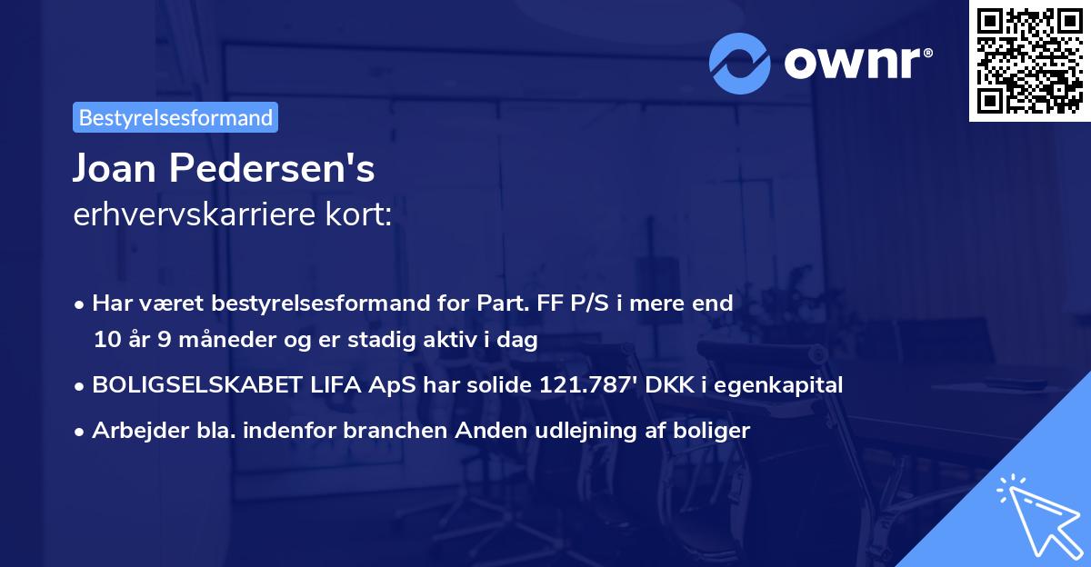 Joan Pedersen's erhvervskarriere kort