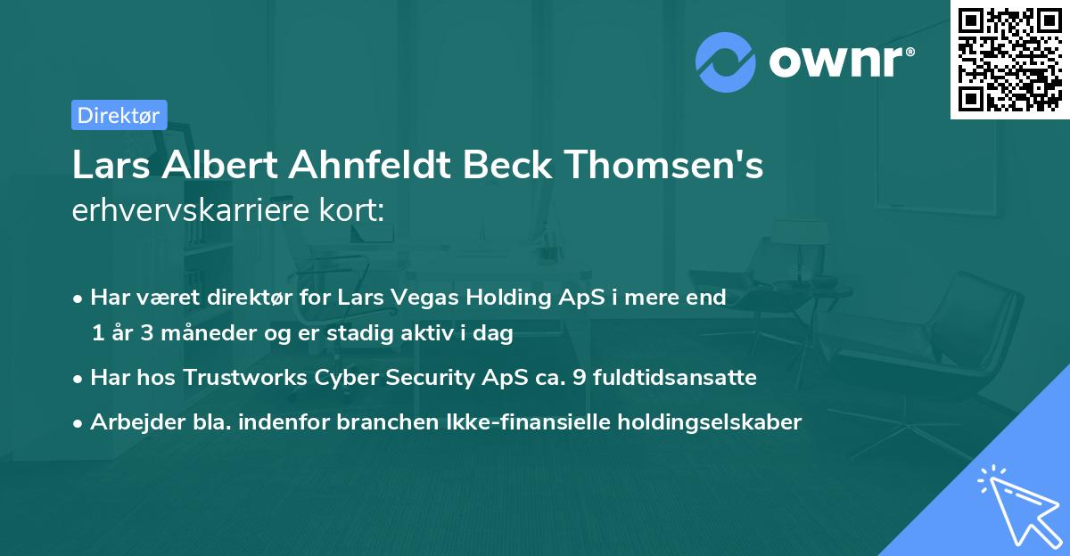 Lars Albert Ahnfeldt Beck Thomsen's erhvervskarriere kort
