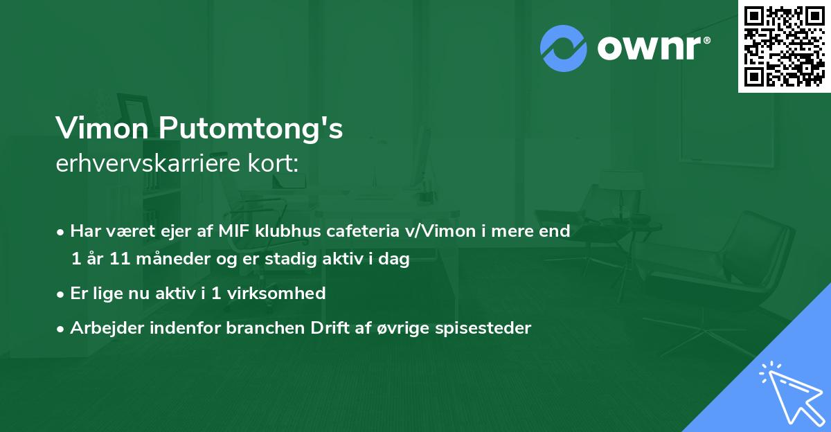 Vimon Putomtong's erhvervskarriere kort