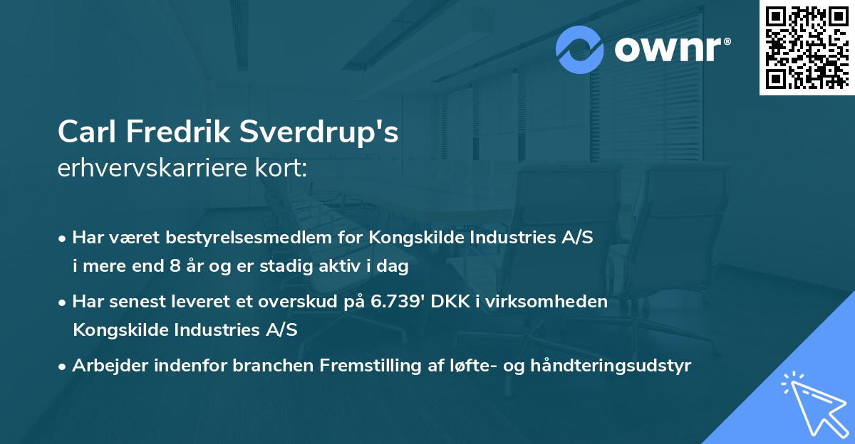 Carl Fredrik Sverdrup's erhvervskarriere kort
