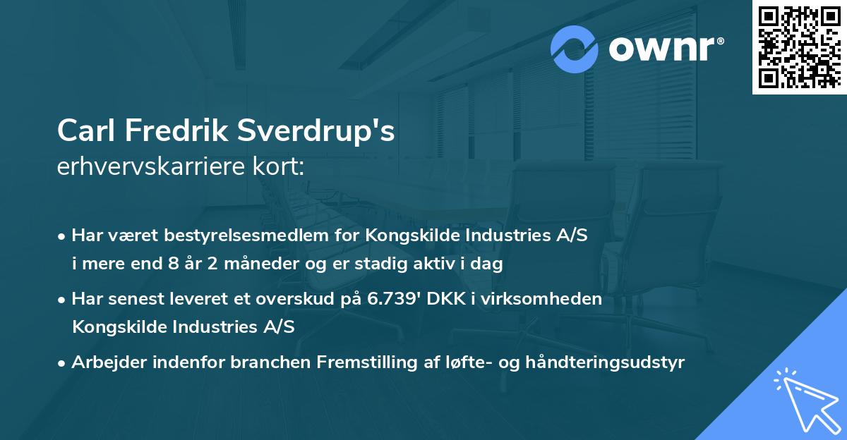 Carl Fredrik Sverdrup's erhvervskarriere kort