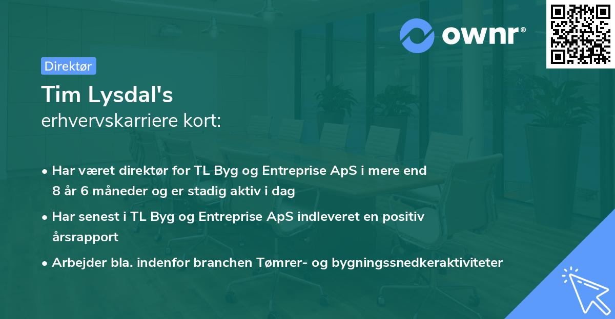 Tim Lysdal's erhvervskarriere kort