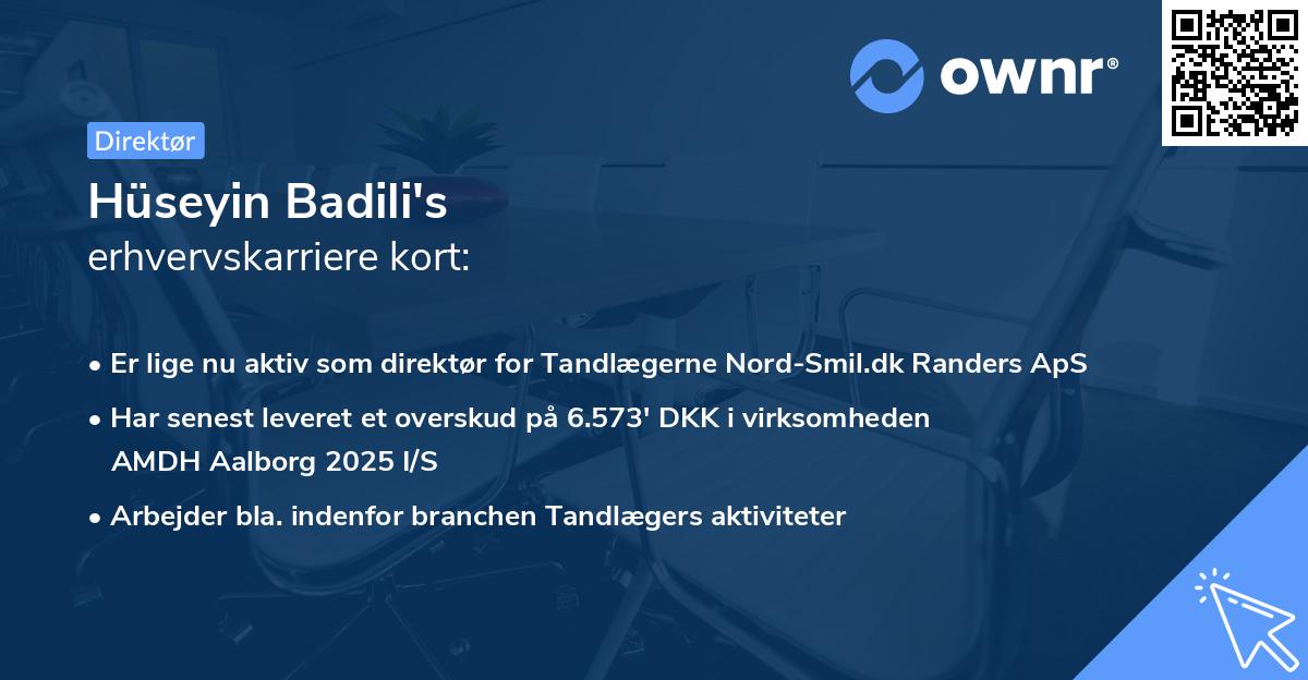 Hüseyin Badili's erhvervskarriere kort