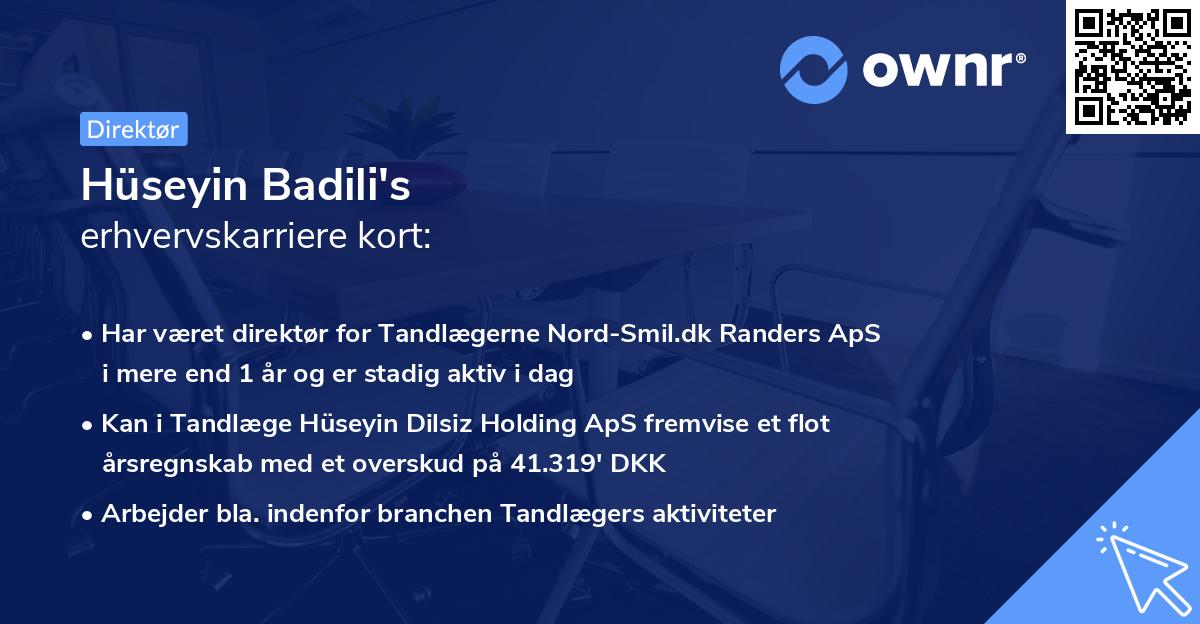 Hüseyin Badili's erhvervskarriere kort