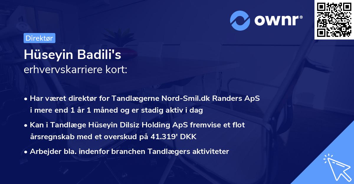 Hüseyin Badili's erhvervskarriere kort