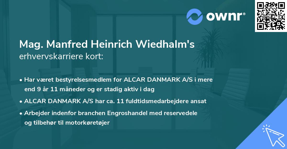 Mag. Manfred Heinrich Wiedhalm's erhvervskarriere kort