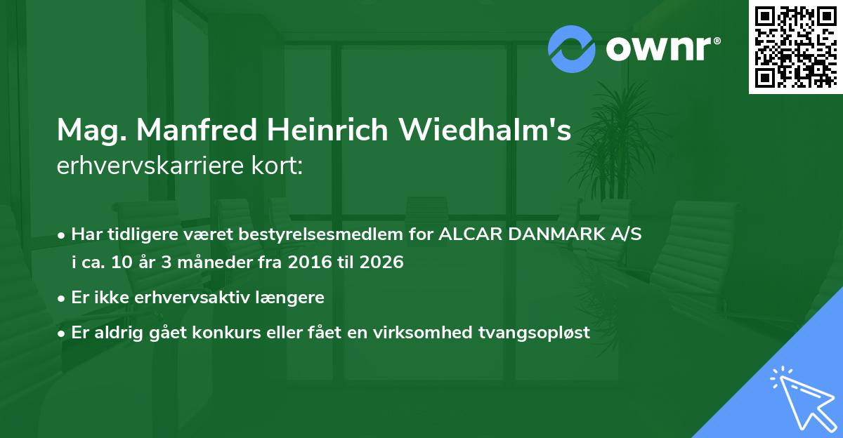 Mag. Manfred Heinrich Wiedhalm's erhvervskarriere kort