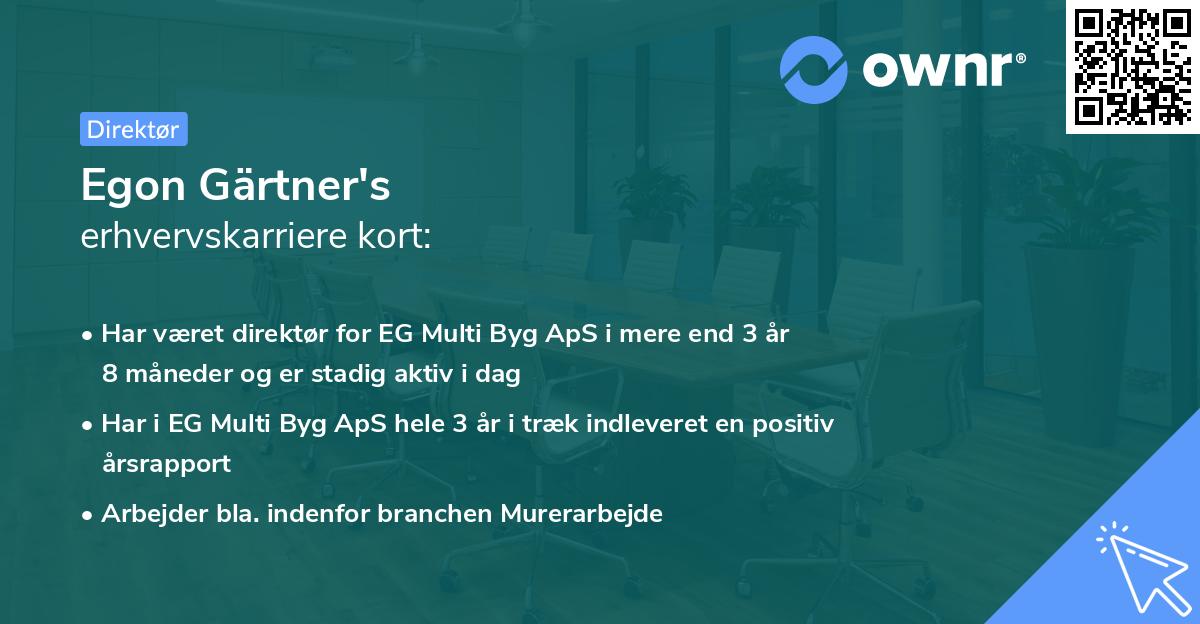 Egon Gärtner's erhvervskarriere kort