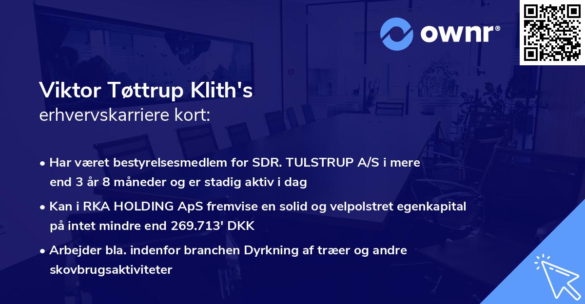 Viktor Tøttrup Klith's erhvervskarriere kort