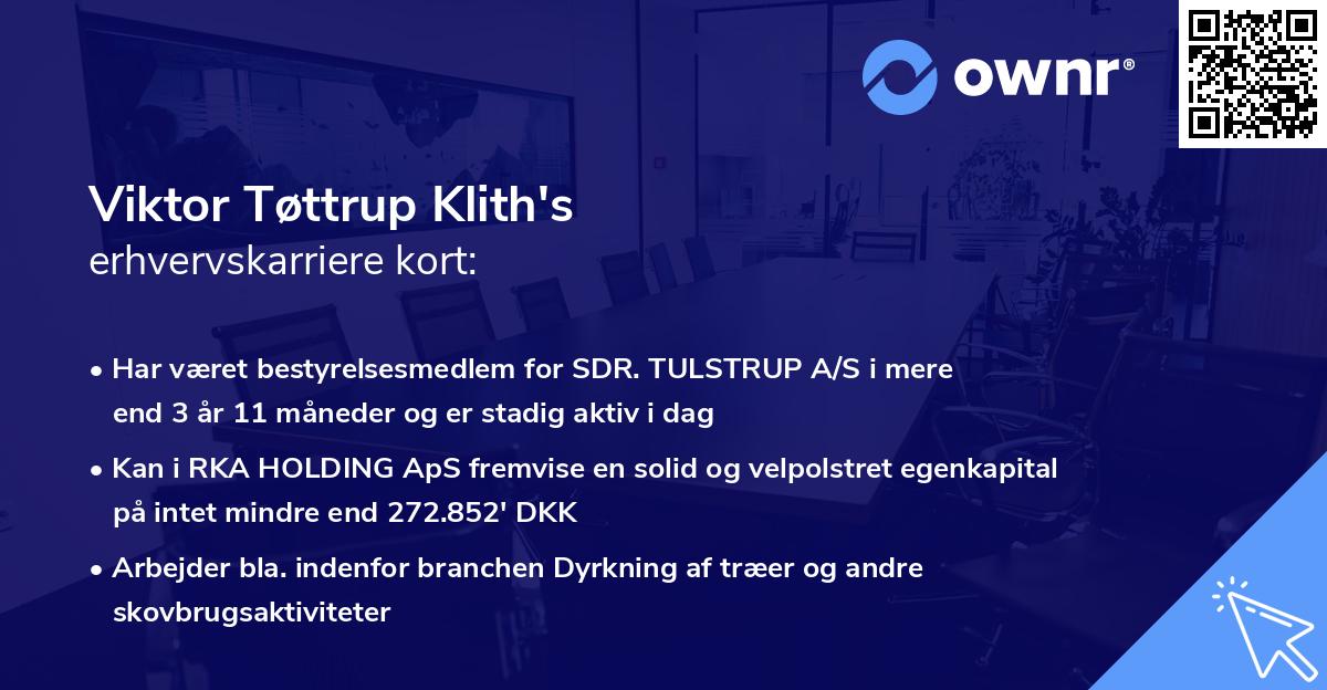 Viktor Tøttrup Klith's erhvervskarriere kort
