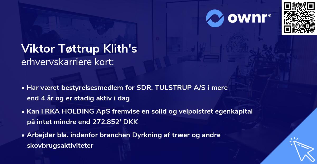 Viktor Tøttrup Klith's erhvervskarriere kort
