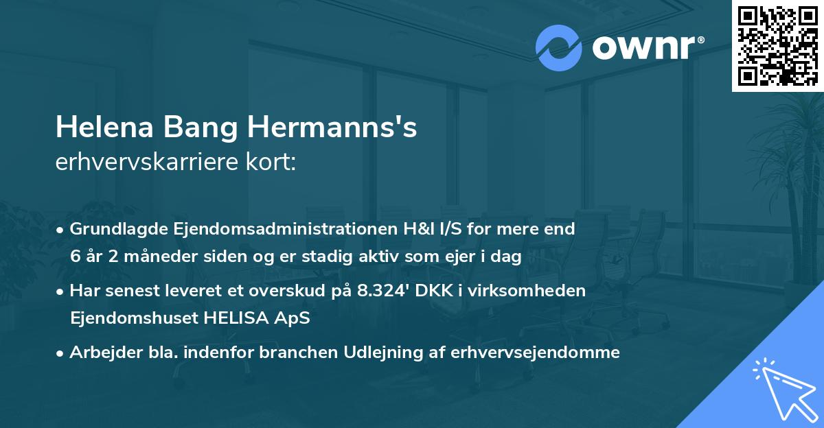 Helena Bang Hermanns's erhvervskarriere kort