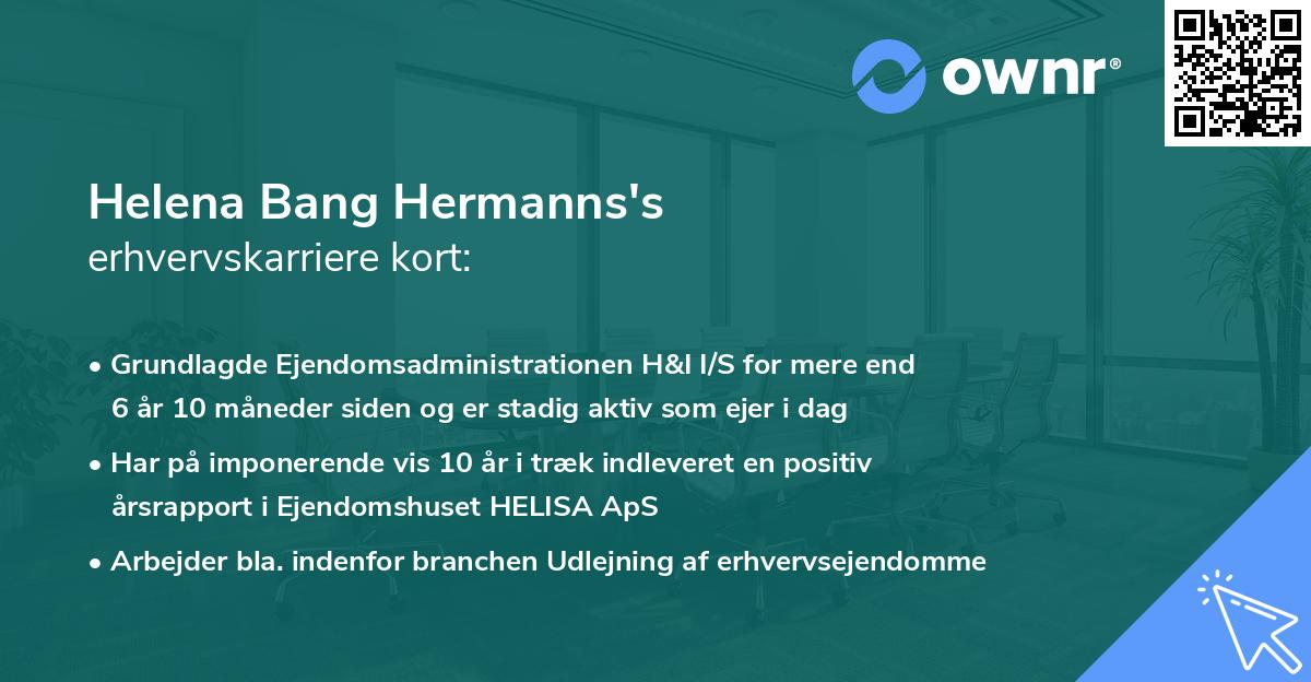 Helena Bang Hermanns's erhvervskarriere kort