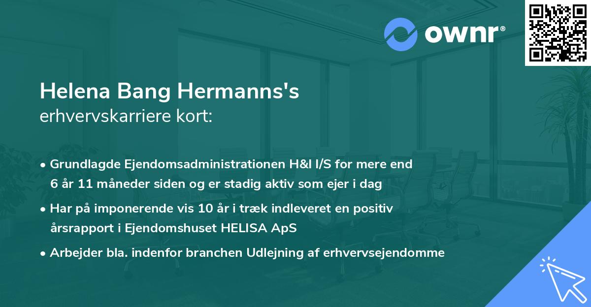 Helena Bang Hermanns's erhvervskarriere kort