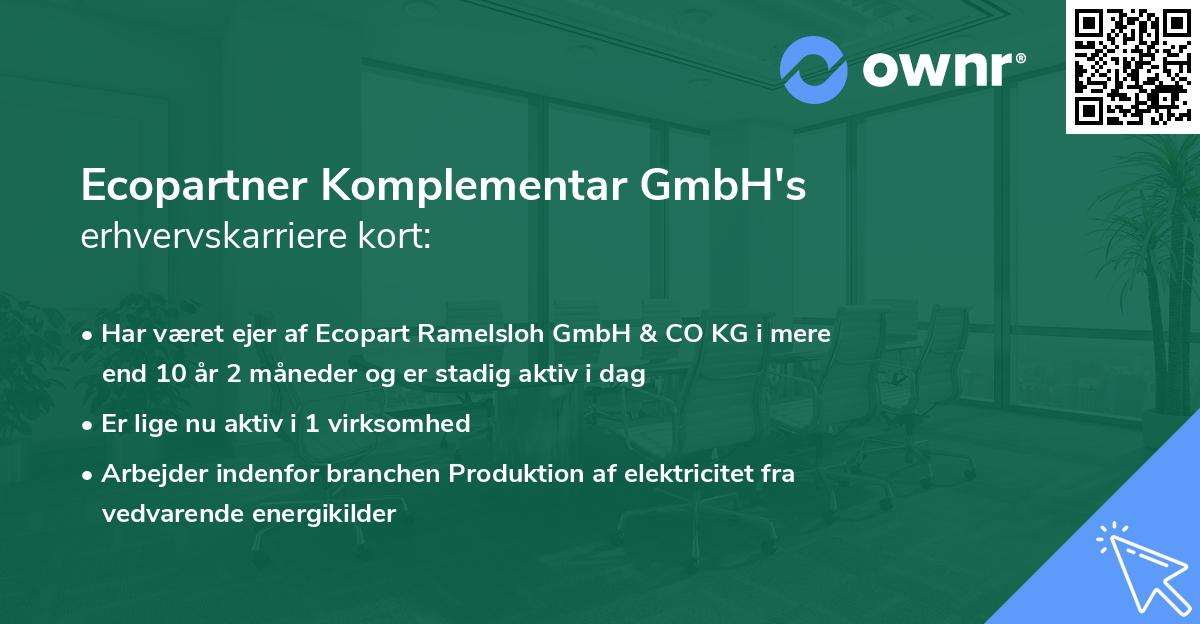 Ecopartner Komplementar GmbH's erhvervskarriere kort