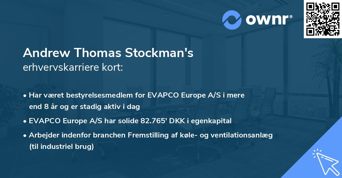 Andrew Thomas Stockman's erhvervskarriere kort