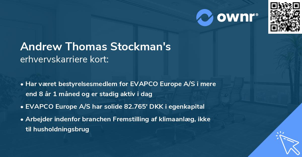 Andrew Thomas Stockman's erhvervskarriere kort