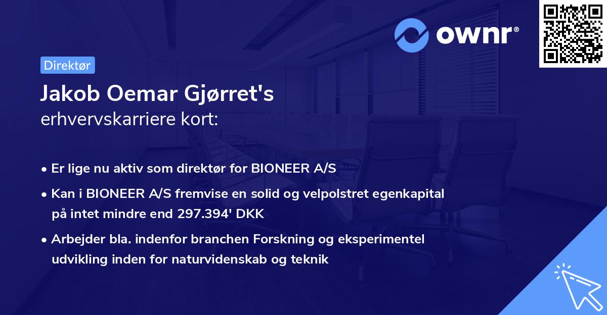 Jakob Oemar Gjørret's erhvervskarriere kort