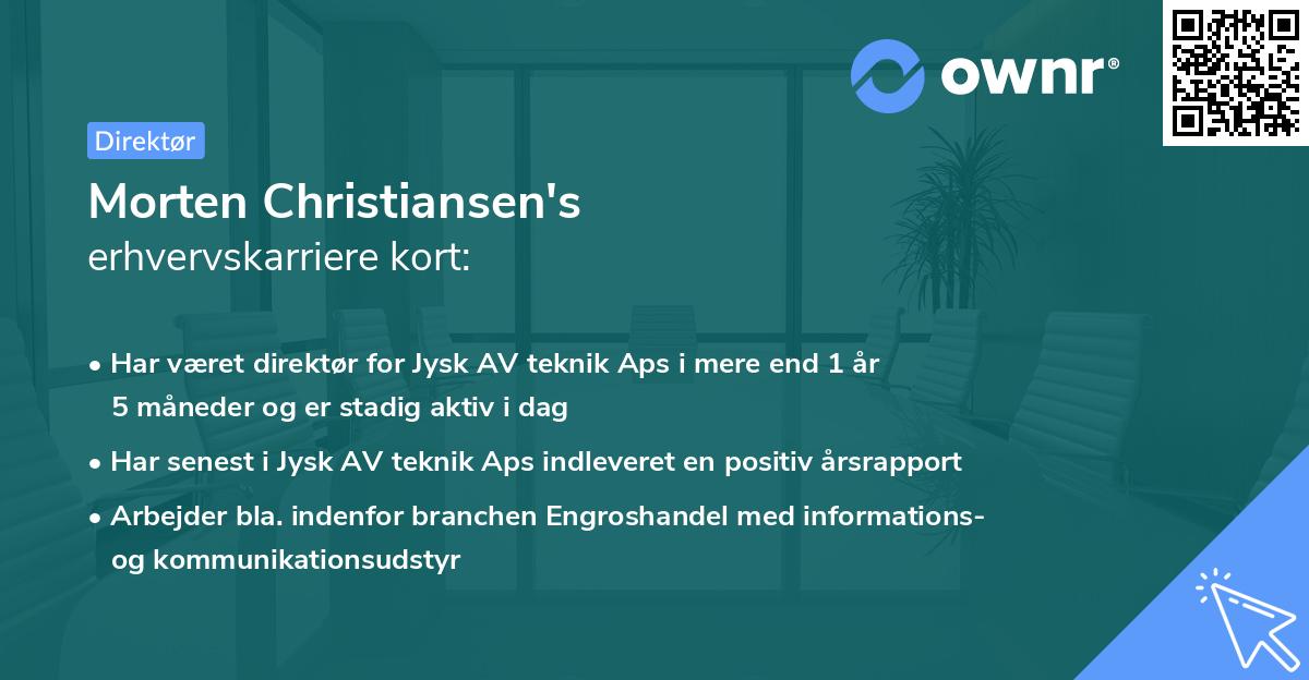 Morten Christiansen's erhvervskarriere kort