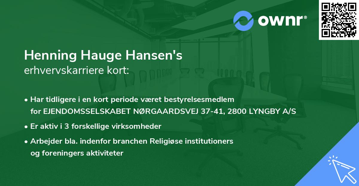 Henning Hauge Hansen's erhvervskarriere kort