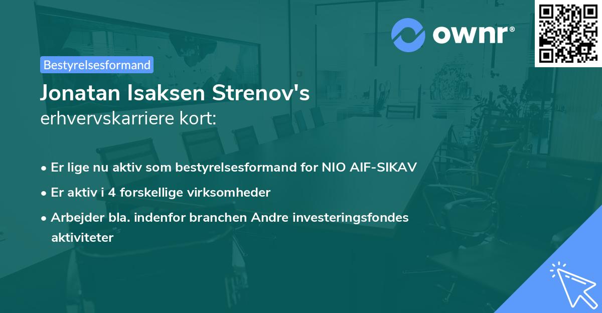 Jonatan Isaksen Strenov's erhvervskarriere kort