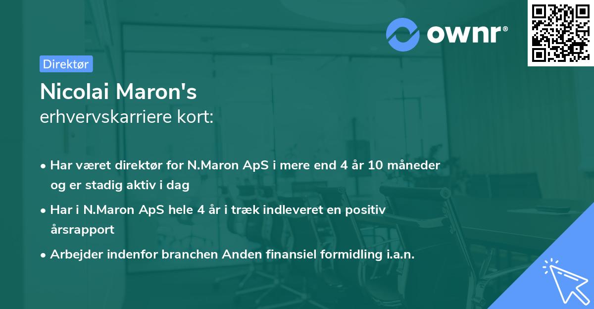 Nicolai Maron's erhvervskarriere kort