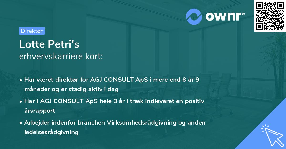 Lotte Petri's erhvervskarriere kort